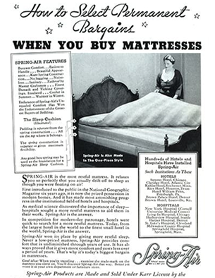 Vintage Spring Air mattress advertisement